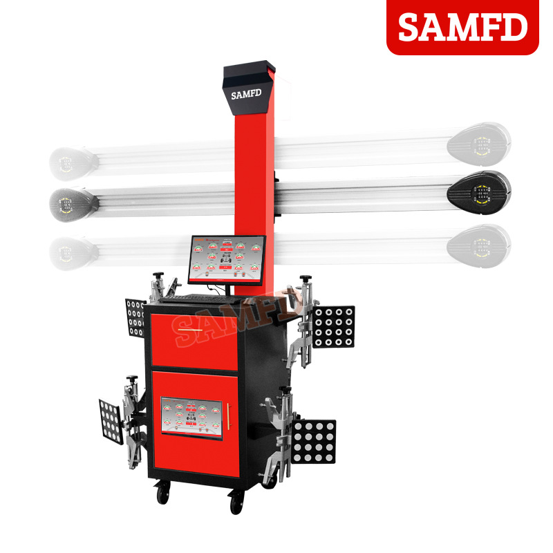 SAMFD localizador automático de cuatro ruedas equipo de prueba de neumáticos de automóvil 3D con cizallas de doble columna de pórtico