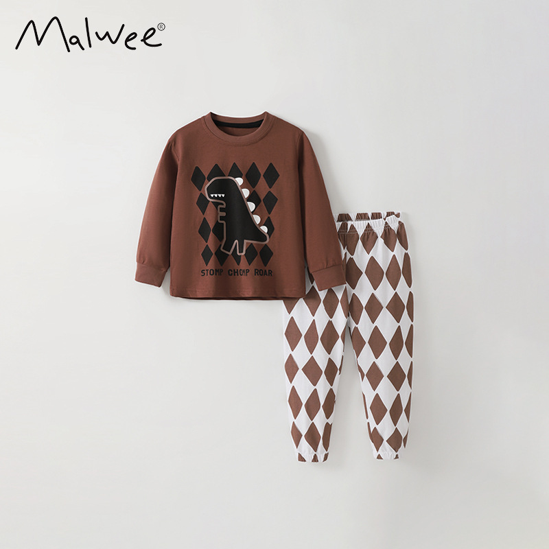 Malwee transfronterizo ropa de hogar para niños otoño y invierno nuevo estilo europeo y americano de niños de media edad cuello redondo camiseta de manga larga para niños