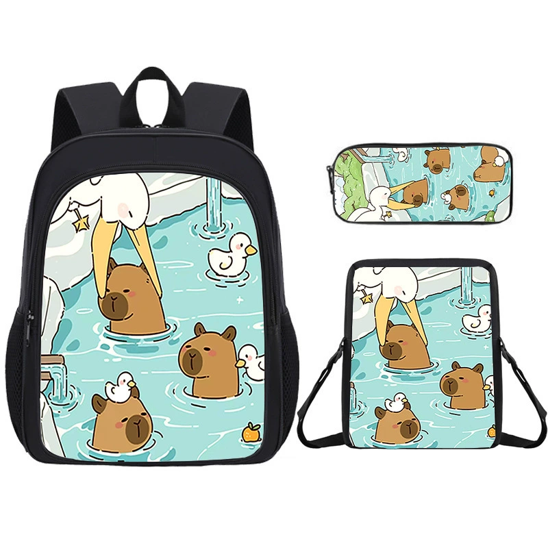 Cartoon capacious school bag for students, double-layer backpack, pencil case, new collection