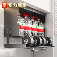免打孔厨房置物架放菜餐具收纳架调料架壁挂式家用吊柜下拉储物架