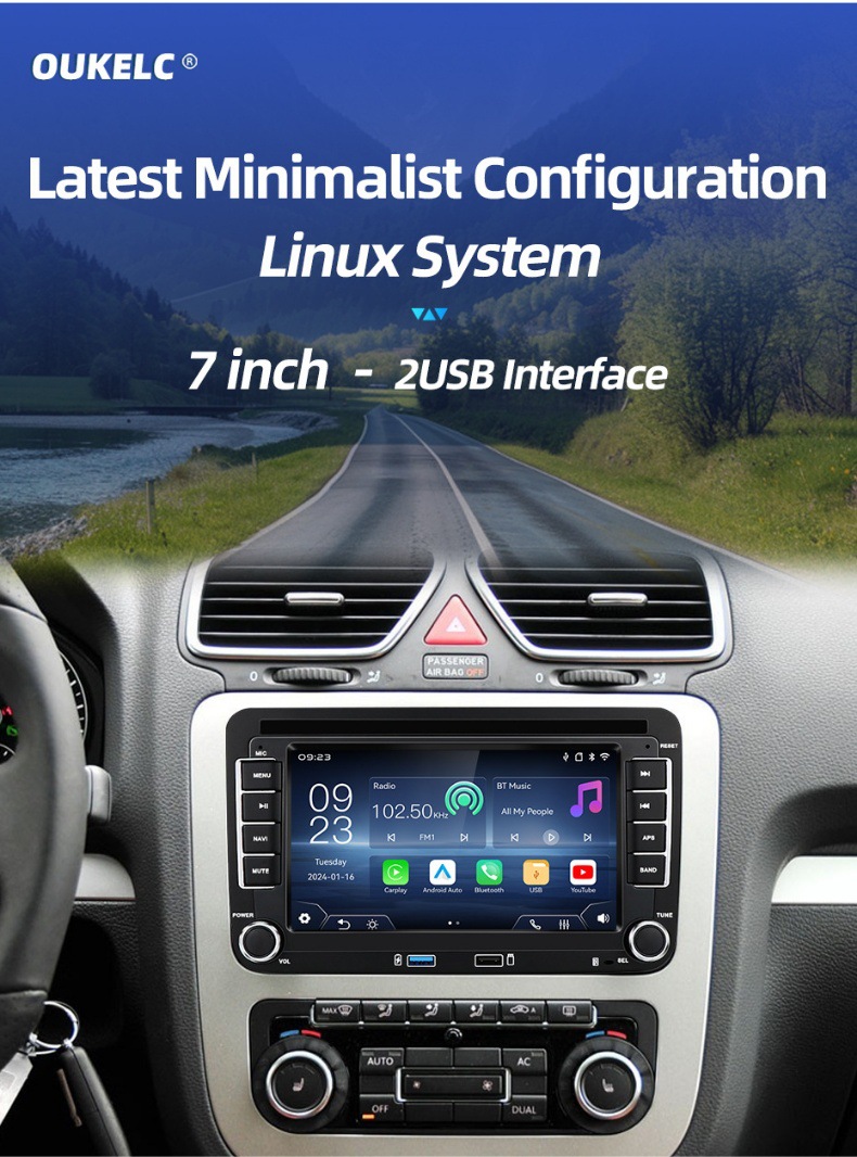 Suitable for Volkswagen, Skoda, and Seat 2Usb Models, Universal Car Central Control Large Screen Navigation, Reversing Image, and Radio
