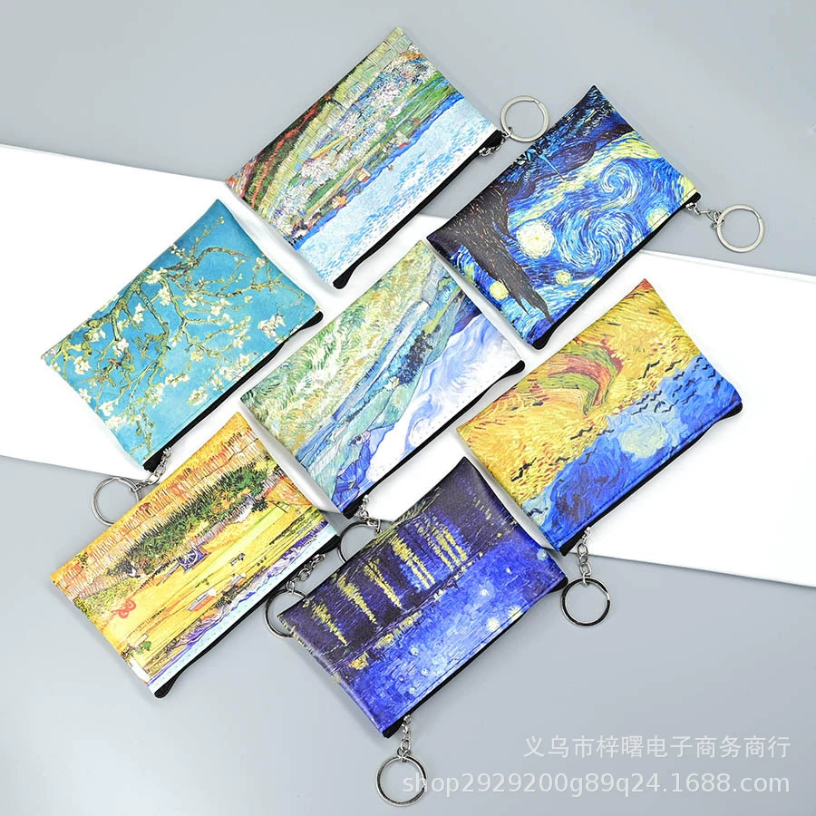 Ван Гог масляная живопись монета сумка для хранения женских брелков сумка для хранения квадратных кошельков ретро студенческая сумка для хранения