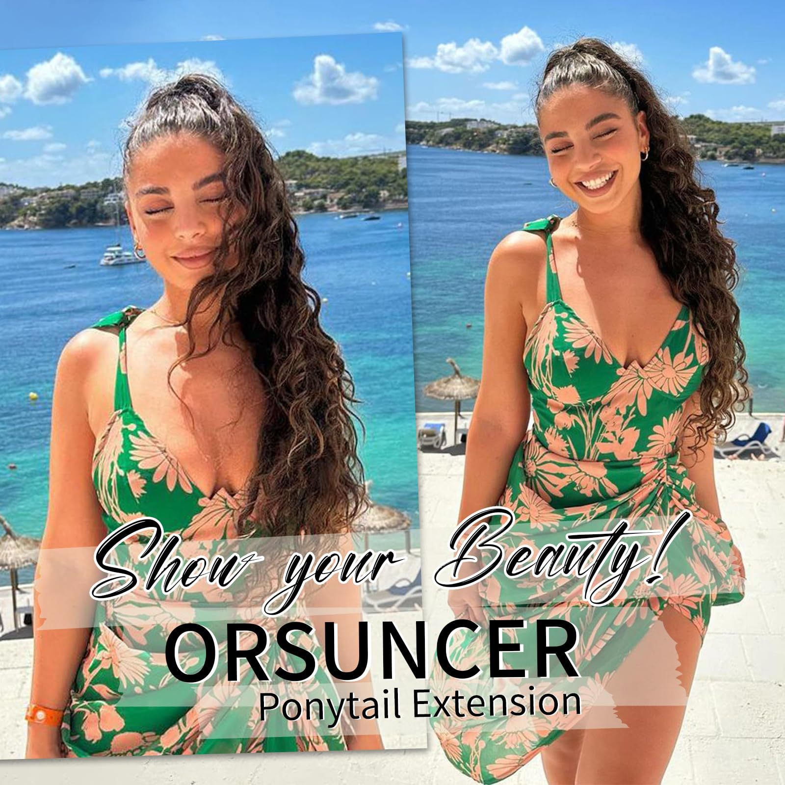 Xuchang peluca pinza cola de caballo ondulación de agua pelo largo y rizado cola de caballo natural esponjosa cola de caballo larga de Amazon 30 pulgadas