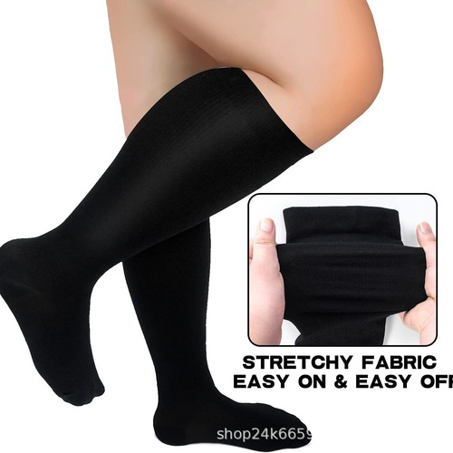 Amazon plus size plus size compression socks high elastic fat socks sports fitness compression socks cross-border best selling obesity socks
