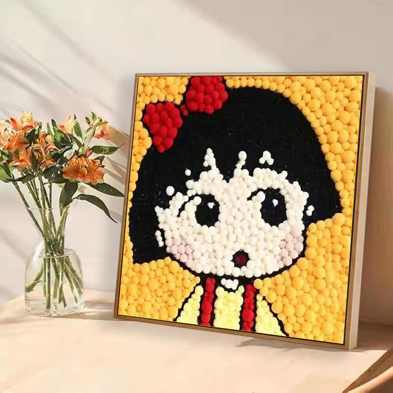 毛玉画diy手作り材料バッグ小紅本同項創意児童アニメ貼り付け絵装飾画|undefined