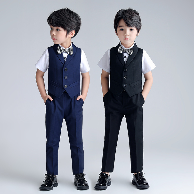 Boys' Dress Summer New Vest Set Small and Medium-sized Children's Performance Dress Student's Vest Hosting Show Dress