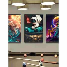 台球厅太空宇航员发光挂画棋牌室斯诺克桌球娱乐室KTV酒吧装饰画