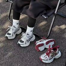 儿童鞋子女童老爹鞋2025新款春秋男童网面透气运动鞋软底时尚百搭