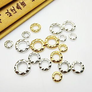 Xizang silver alloy hammer pattern coiled gold ring spacer running ring diy handmade beaded spacer accessories bracelet bracelet accessories