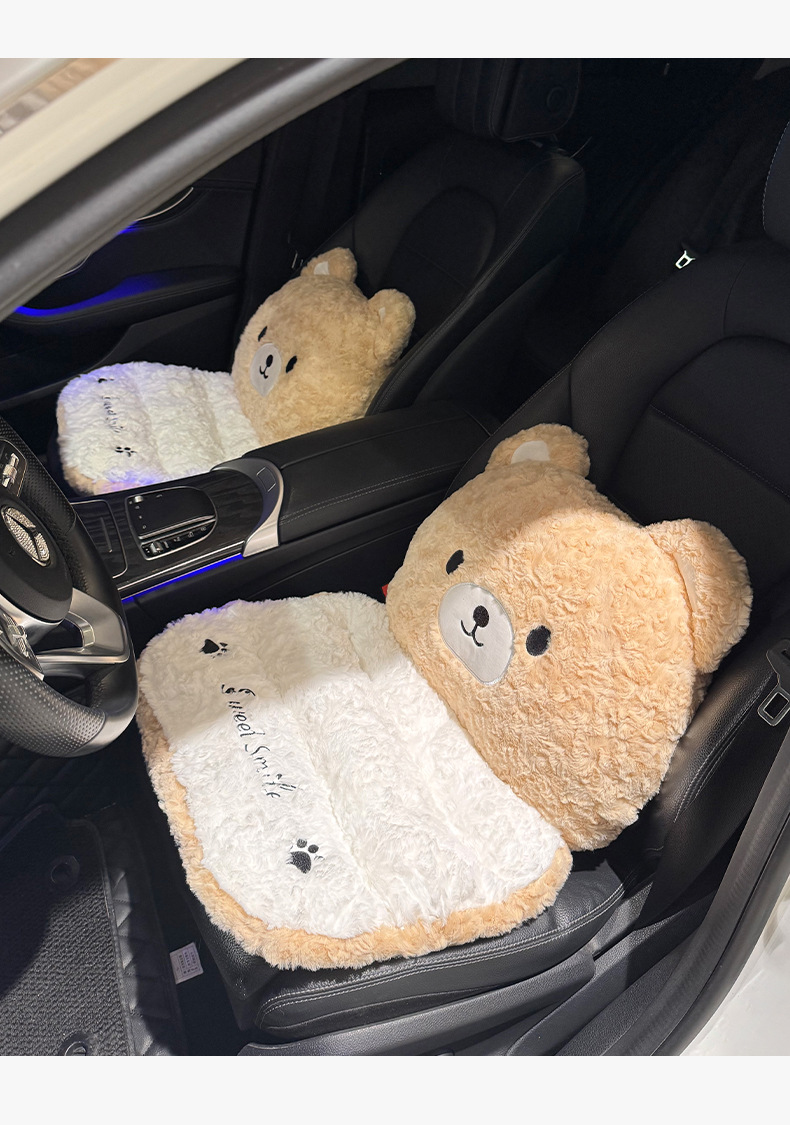 Winter Car Seat Cushion Thickened Plush 2025 New Cute Cartoon West Highland Warm Autumn and Winter Rear Seat Cover