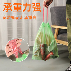 Heavy Wholesale Black Drawstring Thick Degradable Sorting Trash Bags with Handle, 5 Colorful Rolls