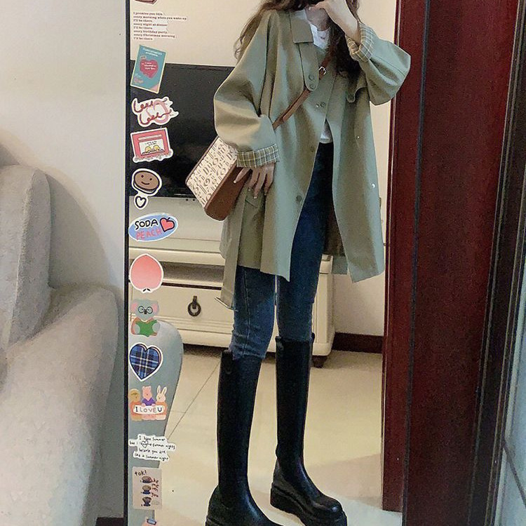 高级感小个子风衣外套韩系2025新款春秋爆款独特超好看女中长外套|undefined