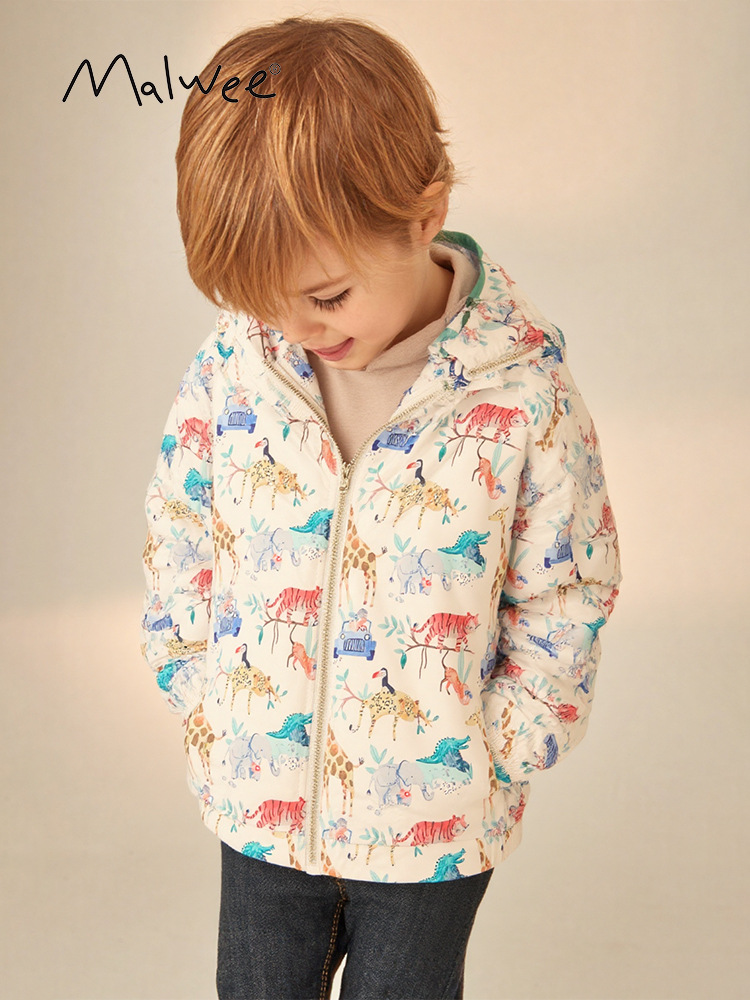 Malwee transfronterizo chaqueta de viento para niños otoño y invierno nuevo chico guapo camiseta con cremallera encapuchada chaqueta de invierno para niños