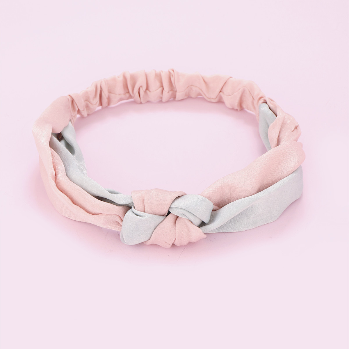 Estilo coreano moda de dos colores de costura nudo chino borde ancho contraste color Cruz banda de pelo vintage satén anudado diadema accesorios para el cabello