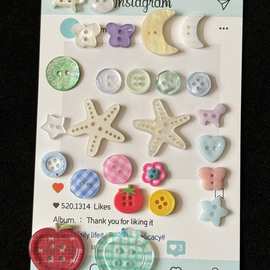 有线耳机编绳钮扣diy手作海星苹果月亮花星星蝴蝶陶瓷贝壳树脂扣