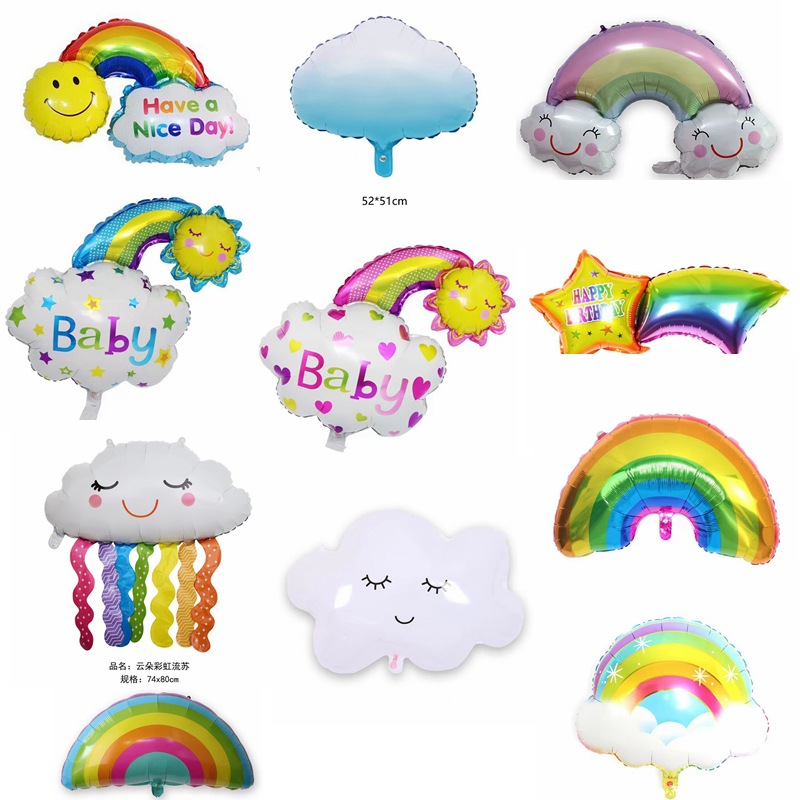 New special-shaped white cloud aluminum film balloon rainbow smile…