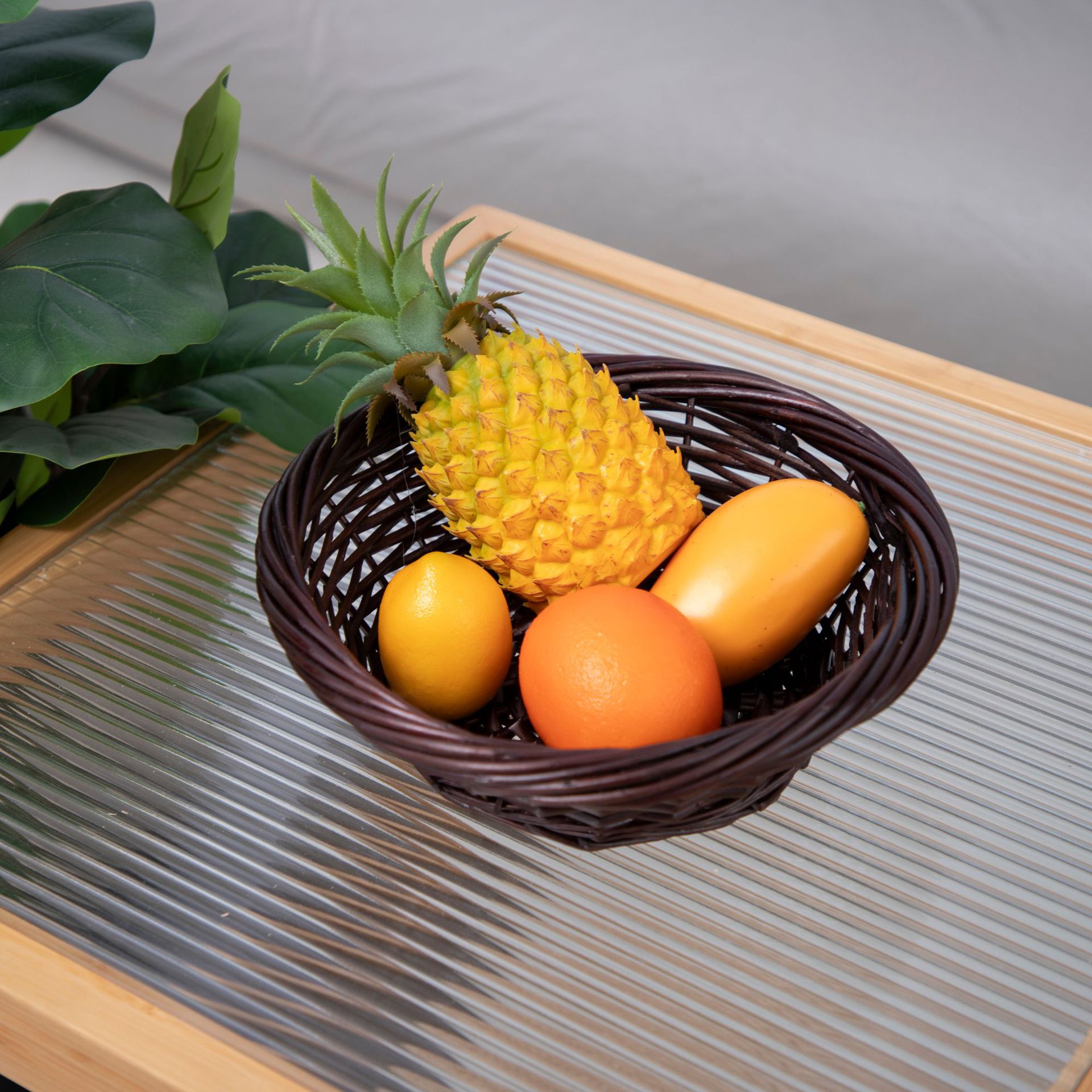 Amazon Hot Sale Dark Brown Plate Snack Plate Plate Plate de mesa trenzado de sauce Plate de mesa