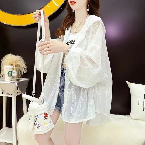 Summer anti-UV sun protection clothing for women, super fairy style cardigan, thin lace hollow jacket, air-conditioning shirt