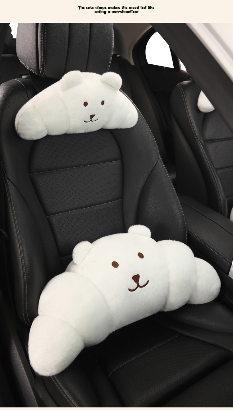 Plush Car Headrest Pillow, Neck Pillow, Cute Cushion, Car Seat Cushion, Cartoon Quirky Croissant Muscle Kt