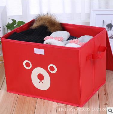 Clásico oso engrosado impreso Oxford caja de almacenamiento de tela de juguete Almacenamiento de ropa edredón caja de almacenamiento de una pieza de entrega