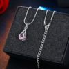Pendant, necklace and earrings, fashionable set, advanced jewelry, accessory, European style, suitable for import, with gem, simple and elegant design, high-quality style