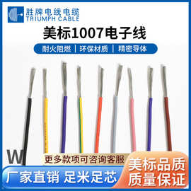 胜牌厂家直销美标UL1007电子线 18AWG 灯具LED线 PVC镀锡铜单芯线