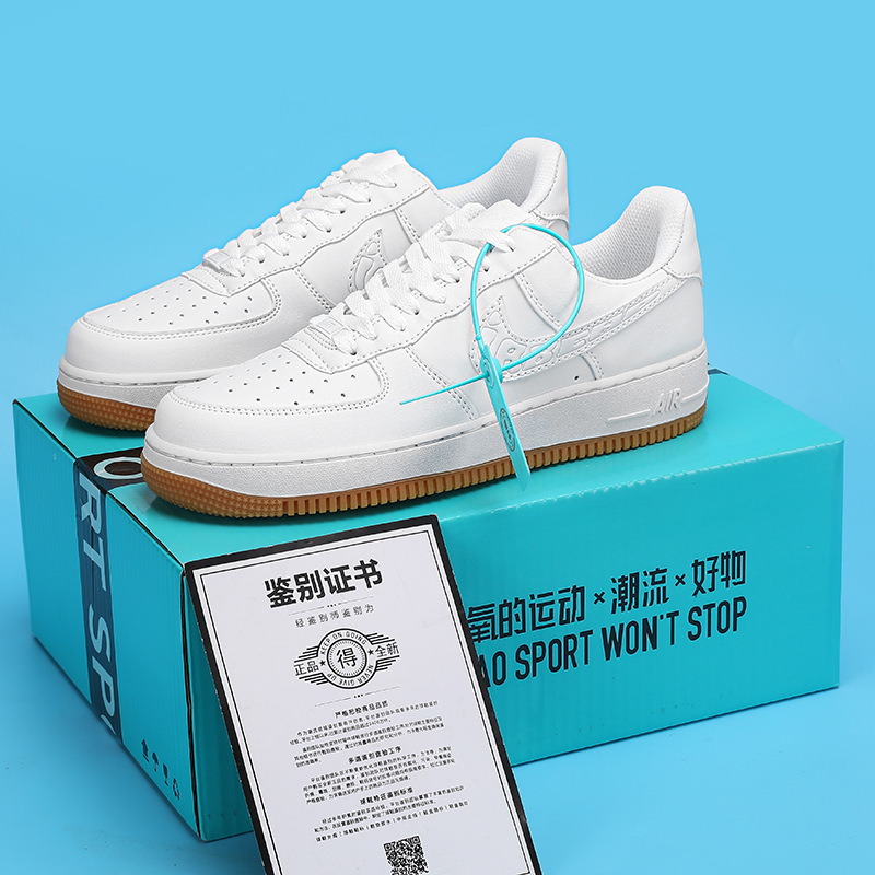 Air Force One Men's Shoes Low-cut White Raw Rubber Board Shoes Breathable AF Women's Shoes Dragon Year Limited White Gray Sports Casual Shoes