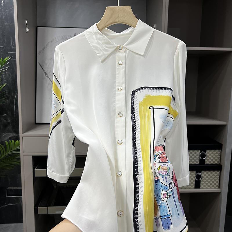 european goods strength recommended! It's fashionable and fun to wear! Locating Crepe de Chine Silk Midi Sleeve Shirt Top Women european goods strength recommended! It's fashionable and fun to wear! Locating Crepe de Chine Silk Midi Sleeve Shirt Top Women