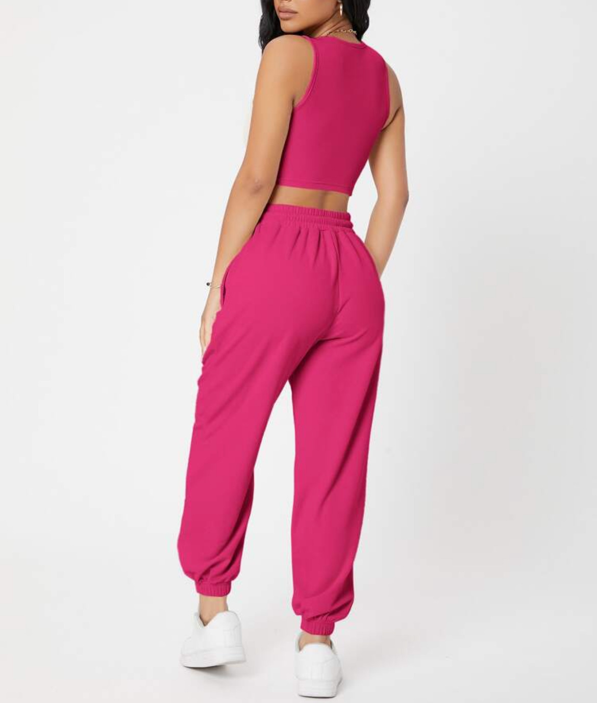 490g Weight Sleeveless Sleeve Length Polyester Fabric Type Pants Sets Sets Type 2 Pieces Set Quantity Casual, Daily Occasion Round Neck Neckline Breathable Function Skinny Fit Type Solid Color Pattern Summer Season Women's Gender Streetwear, Sport Style Style Women's Streetwear Sport Style Solid Color Polyester Round Neck Tracksuit 3