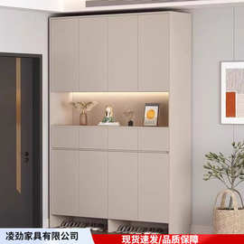鞋柜室内门口外楼道入户玄关柜一体靠墙走廊用大容量鞋架奶油风