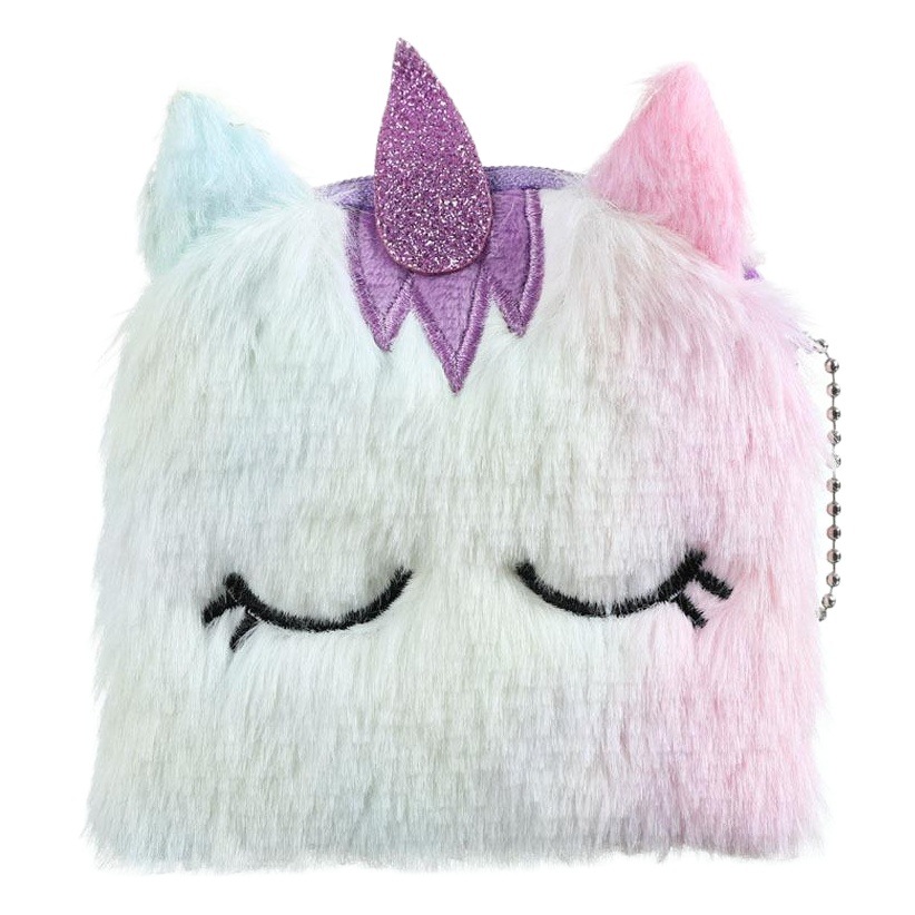 Unicorn Unicorn Plush Coin Purse Square Cartoon Kidsren's Toy Small Purse Girl Change Coin Bag