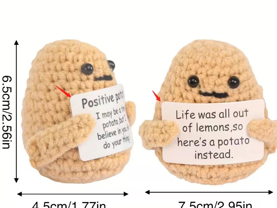 Amazon positivepotato hilado de lana tejida ganchillo patata divertida descompresión muñeca tejida a mano