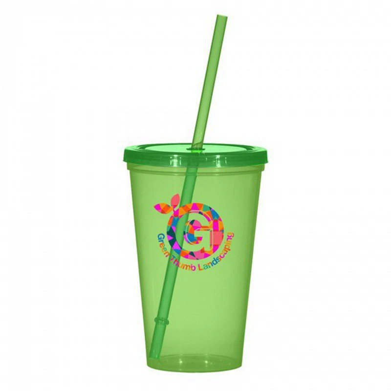 Прочный стеклянный полипропиленовый straw из пластика со стеклянной трубкой, 22 oz