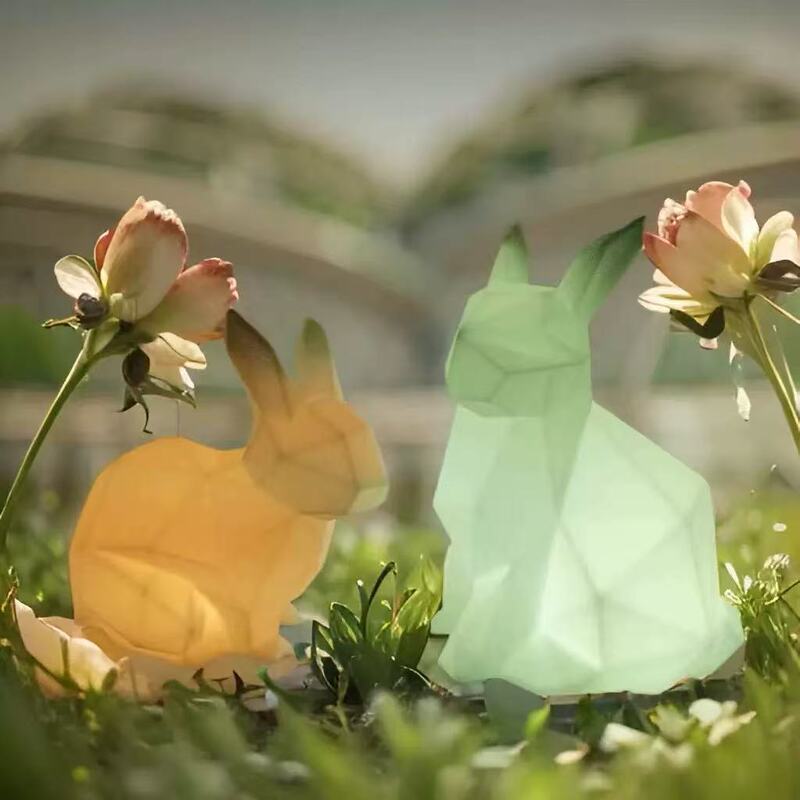 Outdoor Colorful Luminous Rabbit Lamp Mid-Autumn Festival Creative Animal-Shaped Rabbit Lamp Solar Moon Rabbit Landscape Lamp