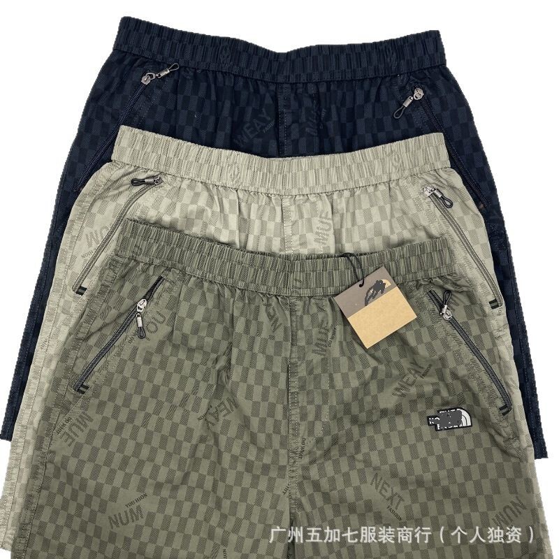 Summer Cross-Border Trendy Brand 2025 Cotton Shorts the North Face Style Casual Five-Point Pants European and American Workwear Pants Men's Beach Shorts