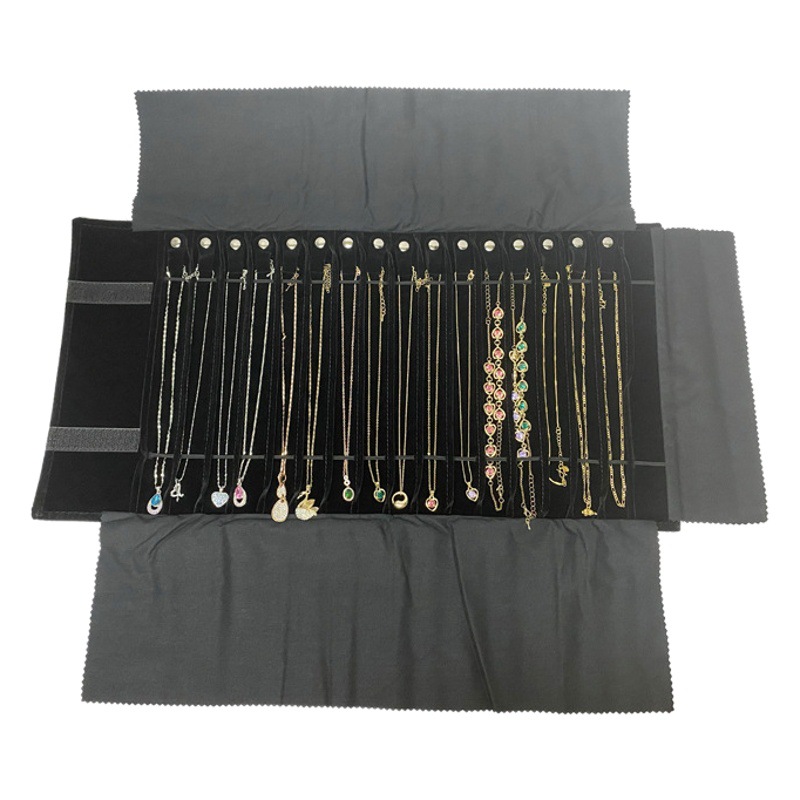 Nueva joyería collar anti-bobinado joyería rollo de almacenamiento bolsa exposición joyería portátil plegable bolsa collar pulsera bolsa de colección