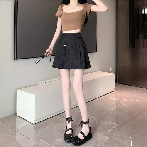 New Chinese style national style tassel jacquard skirt 2024 summer new style retro horse face skirt high waist design short skirt