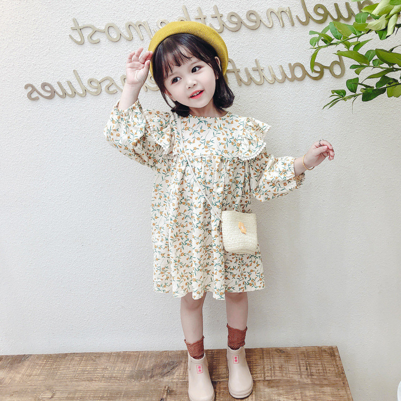 女童春装裙子2021新款韩版洋气公主裙碎花宝宝长袖连衣裙19853