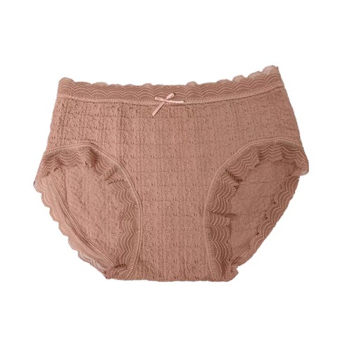 Hidden in the puffs Japanese bubble cotton panties cream soft and comfortable lace mid-waist girls' briefs