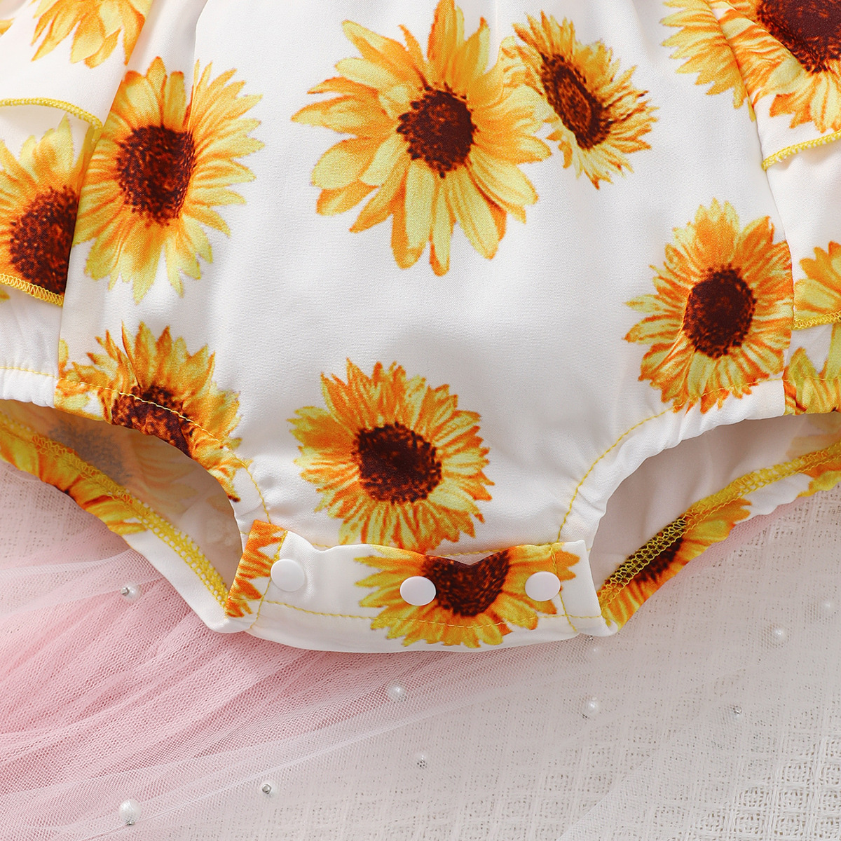 Cute Sunflower Printing Polyester Baby Rompers display picture 6