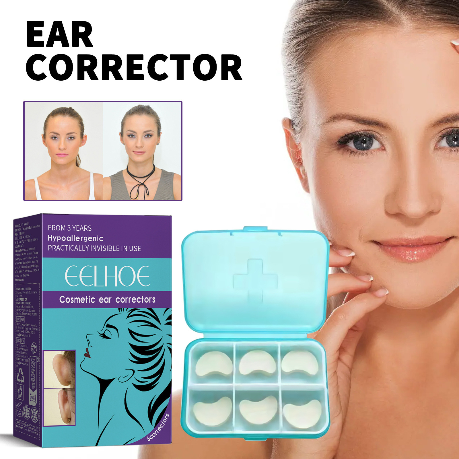 Eelhoe Ear Care Patches Ear Beautification Support and Adjustment for Prominent Ears Ear Shaping Patches