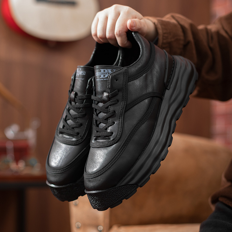 Men's Shoes Winter Genuine Fleece-lined Warm Cotton Shoes Men's Casual Thick-soled Sports Leather Shoes Men's Top Layer Cowhide