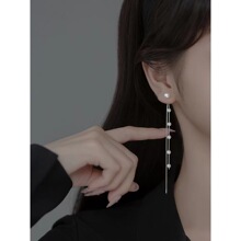 上新韩国东大门进口 时尚淑女范儿珍珠串珠后挂式流苏长款耳环耳