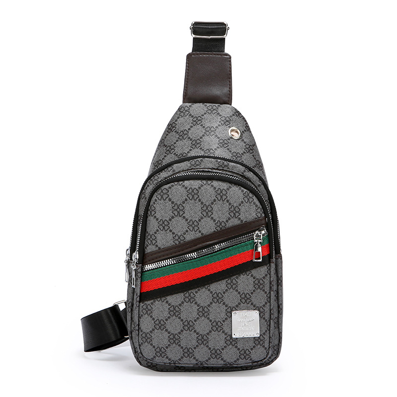 Nuevo bolso de pecho ligero de hombre estriado impreso de viaje de negocios bolso de hombro a prueba de agua tendencia PU simple mochila