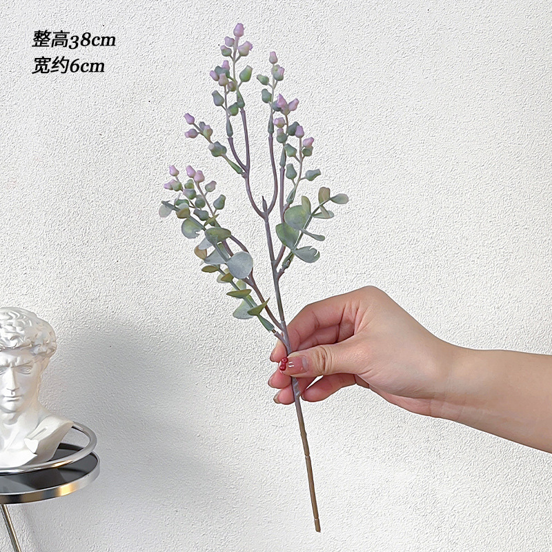 Simulación de estilo nórdico de fruta de eucalio de dinero ramas de flores falsas flores decoración de la mesa de comedor decoración