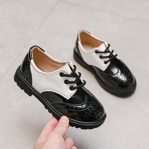 Boys' black soft-soled spring and autumn school choir performance shoes for children's performances