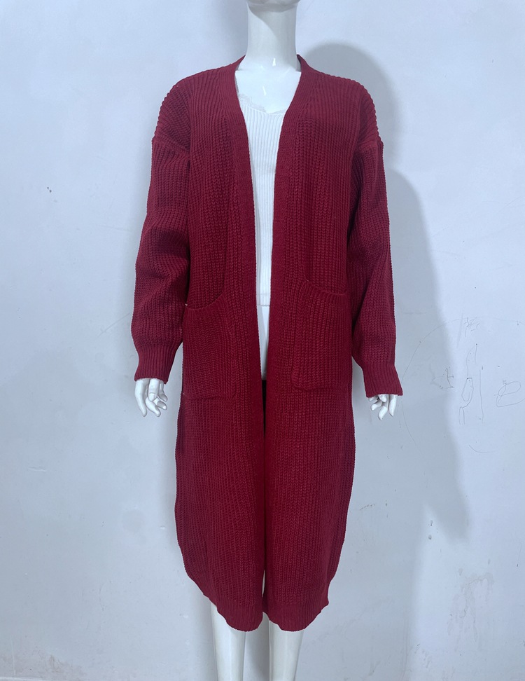 Cardigan maglione sciolto da donna con maniche a lanterna_voghion.com