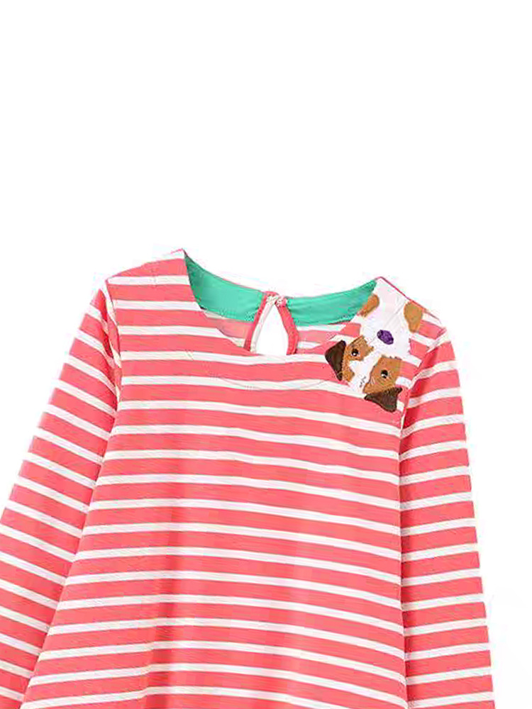 Vestido de niñas otoño y invierno nuevo estilo europeo y americano rayas de niños de cuello redondo mangas largas vestidos de princesa de otoño