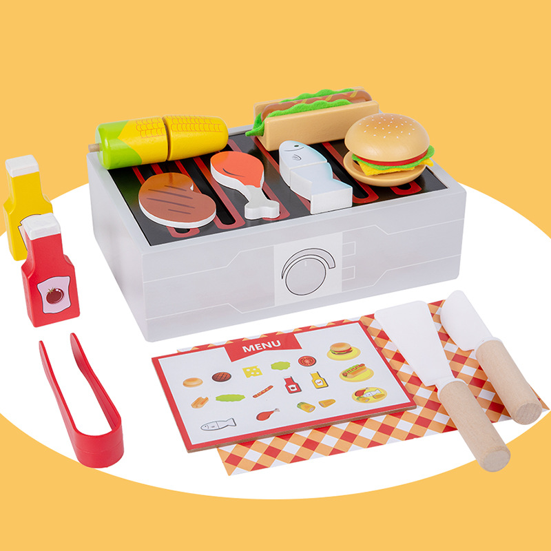 Fábrica directa en línea para niños niñas cocina pequeña juguetes de barbacoa set menú regalo de cumpleaños