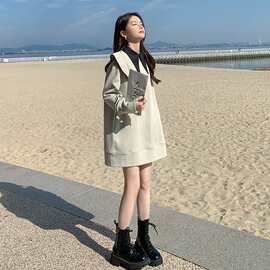 实拍学院风娃娃领卫衣裙连衣裙女春秋2026小众设计感休闲宽松裙子